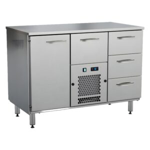 InoxBaltic Elintarvikevetolaatikosto 4 GN1/1-150, kaappi vas. GN-johteet